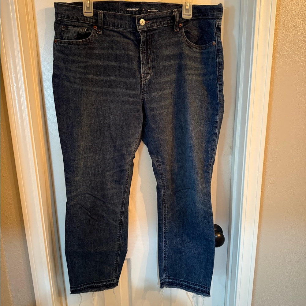 Old Navy Dark Blue High Rise Boyfriend Jeans